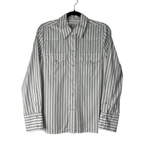 Madewell Western Button Up Shirt in Poplin Eyelet White Womens SZ 4‎ Long Sleeve